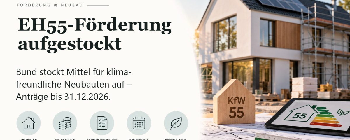 EH55-Förderung aufgestockt – Neubau im Effizienzhaus-55-Standard